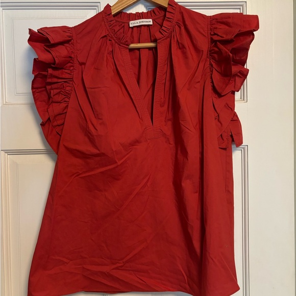 Ulla Johnson Flutter Sleeve Split Neck Top - Picture 3 of 13